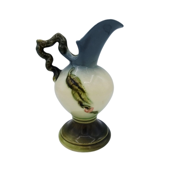 Vintage Hull Pottery Floral Glazed Hand Painted Pitcher Vase W6 - 6.5in. - Picture 3 of 8